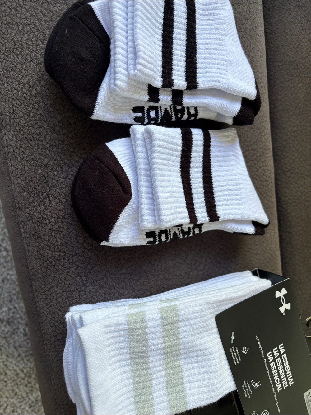 Under Armour White and Black Athletic Crew Socks - 3 Pack NWT  and 2 pairs other